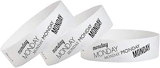 Wristco3/4" Day of The Week Tyvek Wristbands | Monday | Lightweight |Durable | Waterproof | Great for Events and Screening | White | 500 Paper Wristbands