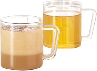 Borosil 305ml Vision Classic Delite Tea and Coffee Mug Set | Made in India Borosillicate Glass, Microwave Safe, Scratch Resistance, Lightweight | Cup Set for Chai, Green Tea, Milk (Set of 4)