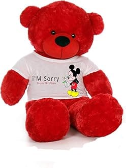 Hug'n'Feel® Soft Toys Big Teddy Bear Wearing I'm Sorry T-Shirt 6 feet Red_T Shirt_ I'm Sorry Plush & Stuffed Toys