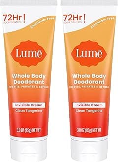 - Whole Body Deodorant - Invisible Cream Tube - 72 Hour Odor Control - Aluminum Free, Baking Soda Free, Skin Safe - 3.0 ounce (Pack of 2) (Clean Tangerine)