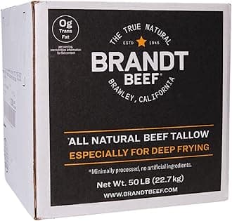Brandt Beef Tallow – 100% Pure Beef Tallow for Cooking | 800 oz (50 lb)Tub Beef Tallow for Deep Frying | High Smoke Point | No Additives or Preservatives | Sustainably Sourced | Family-Owned Ranch USA
