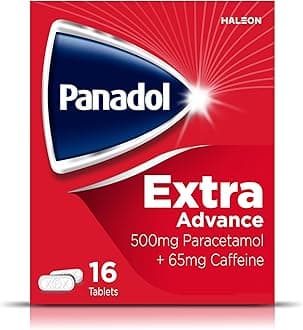 Panadol Extra Advance Painkillers, 500mg Paracetamol Tablets with 65mg Caffeine, Pain Relief for Migraines, Headaches, Backache, Joint Pain, Period Pain and Toothache, Pack of 16.