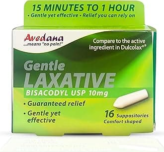 Bisacodyl Laxative Suppository | USP 10mg for Fast, Gentle Constipation Relief | Comfort-Shaped, Pack of 16 Suppositories