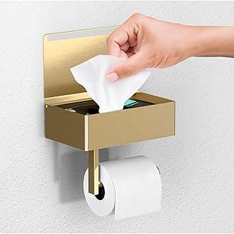 Day Moon™ - Toilet Paper Holder - Modern Roll Holder for Bathroom - 1 Pack - Wall Mount - with Storage, Gold