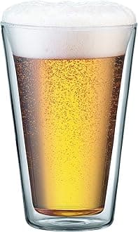 Bodum Canteen Double Wall Glass Set, Mouth Blown Borosilicate Glass - 0.4 L, Transparent, Pack of 2
