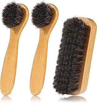 Shoe Brush, Boot Brush, 3 Pieces Horse Hair Brush for Leather, Shoe Brushes for Cleaning, Shoe Polish Brush, Horsehair Shoe Brush Leather Shoes Boot Cleaning Brush Care Clean Dauber Applicators