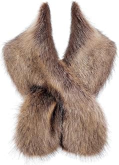 BABEYOND Women’s Faux Fake Fur Collar Shawl Faux Fur Scarf Wrap for Winter Coat 1920s Flapper Outfit 120cm/47.2" Long (Raccoon)
