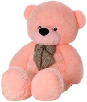 Teddy Bear with Neck Bow for Girls, Soft Toys for Girls & Kids Furry Soft Stuffed Spongy Plush Toy for Special Occasion Birthday, Anniversary, Valentine's Day (5 Feet) (Pink)