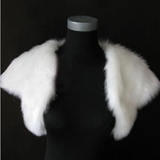 Short Sleeves Faux Fur Bridal Stole Bridal Wedding Wrap shawls (White)