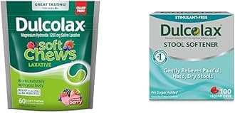 Soft Chews Saline Laxative Mixed Berry (60ct) 1200mg + Stool Softener Liquid Gel Capsules (100ct) 100mg