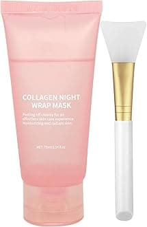 2024 Collagen Overnight Wrapping Peel Off Facial Mask with Jelly Brush, Elasticity & Hydration, Natural Ingredients for Firmer Skin, Reduces Sagging & Dullness, Korean Skin Care(75ml, 2.54 fl.oz)