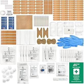 180 Piece Refill First Aid Kit Refill - Includes Eyewash, 2 x Cold (Ice) Packs and Emergency Car Blanket for Home, Office, Caravan, Workplace, Travel