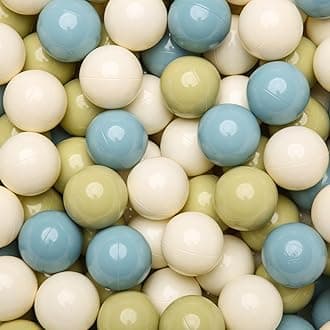 GOGOSO Ball Pit Balls - 2.15inch 100pcs Plasticsball for Kids Toddlers Birthday Gifts, Summer Vibrant Colors Visual Stimulation Xmas Decor, Creamy Green+Creamy Blue+ Soft White