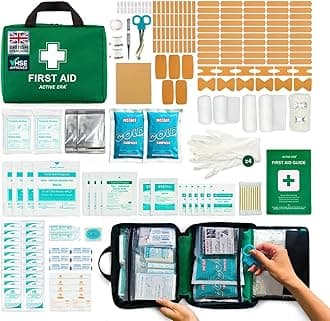 220 Piece Premium First Aid Kit Bag - Includes Eyewash, 2 x Cold (Ice) Packs and Emergency Blanket for Home, Office, Car, Caravan, Workplace, Travel and Sports