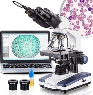 AmScope B120C-E1 40X-2500X LED Digital Binocular Compound Microscope w 3D Stage +1.3MP USB Camera